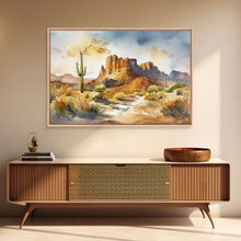 Load image into Gallery viewer, Beautiful Arizona Watercolor Landscape Painting Print, Wood Framed Art, Gift for him, painting, Prints, Abstract Wall Art