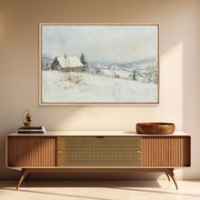 Cargar imagen en el visor de la galería, Farmhouse In The Winter, Framed Canvas Print, Christmas Scenary Landscape Painting, Americana Art, Custom Artwork Original