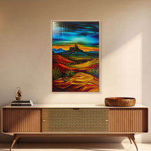 Load image into Gallery viewer, Dramatic Desert Landscape - Vibrant Western Art, Framed Canvas Print, Living Room Decor, Desert Painting, Colorful Wall Art