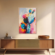 Cargar imagen en el visor de la galería, Flowering Cactus Framed Canvas Print - Desert Plant Wall Art, Living Room Decor, Modern Artwork, Unique Succulent Art for Bedroom and Office