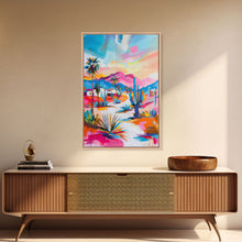 Load image into Gallery viewer, Colorful Desert Pathway Art - Framed Canvas Print, Southwestern Decor, Vibrant Living Room Wall Art, Modern Desert Landscape