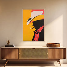 Load image into Gallery viewer, Cowboy Silhouette with Hat and Cigarette - Framed Canvas Print, Western Pop Art, Rustic Decor for Living Room or Office