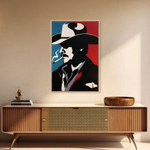 Load image into Gallery viewer, Cowboy and Cowgirl Embracing in Scenic Western Landscape - Framed Canvas Print, Rustic Western Decor, Bedroom Art, Romantic Wall Art