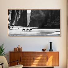 Load image into Gallery viewer, Cowboys Riding in Dusty Canyon, Striking Wall Art for Living Room or Bedroom, Framed Canvas Print, Home Decoration