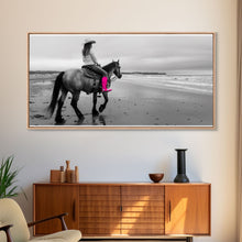 Carregar imagem no visualizador da galeria, Framed Canvas Print of Highland Cow in Winter Hat, Fun and Quirky Wall Art for Living Room or Bedroom, Unique Decor