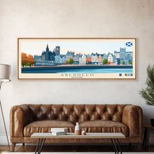 Carregar imagem no visualizador da galeria, Aberdeen, Scotland Panoramic Travel Poster Canvas Print, Aberdeen, Scotland Painting, Scotland Art, Aberdeen Panoramic Travel Art, Travel Painting