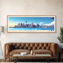 Load image into Gallery viewer, Auckland, New Zealand Panoramic Travel Poster Canvas Print, Auckland, New Zealand Painting, New Zealand Art, Auckland Travel Art, Guest Room Painting
