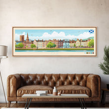 Carregar imagem no visualizador da galeria, Ayr, Scotland Panoramic Travel Poster Canvas Print, Ayr, Scotland Painting, Scotland Art, Ayr Travel Art, Living Room Painting