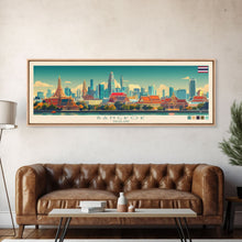 Load image into Gallery viewer, Bangkok, Thailand Travel Poster Panoramic Canvas Print, Bangkok, Thailand Painting, Thailand Art, Bangkok Travel Art, Guest Room Painting