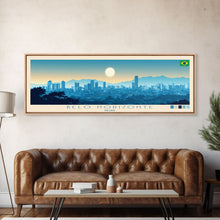 Load image into Gallery viewer, Belo Horizonte, Brazil Panoramic Travel Poster Canvas Print, Belo Horizonte, Brazil Painting, Brazil Art, Belo Horizonte Travel Art, Guest Room Painting