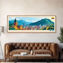 Load image into Gallery viewer, Bogota, Colombia Travel Poster Panoramic Canvas Print, Bogota, Colombia Painting, Colombia Art, Bogota Travel Art, Guest Room Painting
