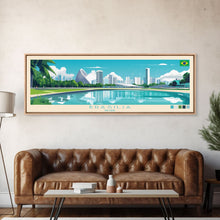 Load image into Gallery viewer, Brasilia, Brazil Panoramic Travel Poster Canvas Print, Brasilia, Brazil Painting, Brazil Art, Brasilia Panoramic Travel Art, Travel Painting