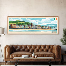 Load image into Gallery viewer, Bray, Ireland Panoramic Travel Poster Canvas Print, Bray, Ireland Painting, Ireland Art, Bray Travel Art, Guest Room Painting