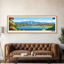 Carregar imagem no visualizador da galeria, Canberra, Australia Panoramic Travel Poster Canvas Print, Canberra, Australia Painting, Australia Art, Canberra Travel Art, Guest Room Painting
