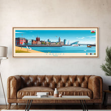Carregar imagem no visualizador da galeria, Cardiff, Wales Travel Poster Panoramic Canvas Print, Cardiff, Wales Painting, Wales Art, Cardiff Travel Art, Guest Room Painting