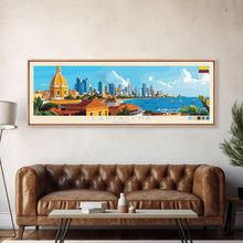 Cargar imagen en el visor de la galería, Cartagena, Colombia Panoramic Travel Poster Canvas Print, Cartagena, Colombia Painting, Colombia Art, Cartagena Travel Art, Guest Room Painting
