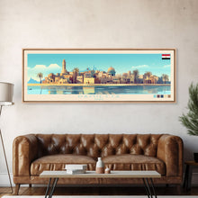 Load image into Gallery viewer, Damietta, Egypt Panoramic Travel Poster Canvas Print, Damietta, Egypt Painting, Egypt Art, Damietta Panoramic Travel Art, Travel Painting