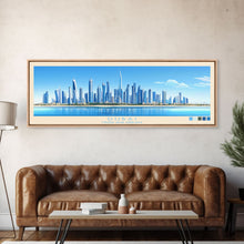 Load image into Gallery viewer, Dubai, United Arab Emirates Panoramic Travel Poster Canvas Print, Dubai, United Arab Emirates Painting, United Arab Emirates Art, Dubai Travel Art, Living Room Painting