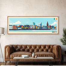 Load image into Gallery viewer, Dublin, Ireland Travel Poster Panoramic Canvas Print, Dublin, Ireland Painting, Ireland Art, Dublin Travel Art, Guest Room Painting
