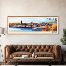 Load image into Gallery viewer, Dundee, Scotland Panoramic Travel Poster Canvas Print, Dundee, Scotland Painting, Scotland Art, Dundee Panoramic Travel Art, Travel Painting