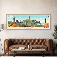 Load image into Gallery viewer, Edinburgh, Scotland Panoramic Travel Poster Canvas Print, Edinburgh, Scotland Painting, Scotland Art, Edinburgh Travel Art, Guest Room Painting