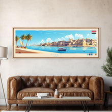 Load image into Gallery viewer, Suez, Egypt Travel Poster Panoramic Canvas Print, Suez, Egypt Painting, Egypt Art, Suez Travel Art, Guest Room Painting