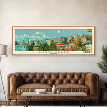 Load image into Gallery viewer, Addis Ababa, Ethiopia Panoramic Canvas Print, Addis Ababa, Ethiopia Painting, Ethiopia Art, Addis Ababa Travel Poster, Travel Art, Housewarming Gift