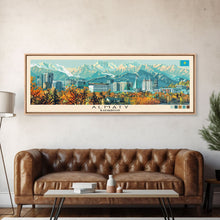Load image into Gallery viewer, Almaty, Kazakhstan Panoramic Canvas Print, Almaty, Kazakhstan Painting, Kazakhstan Art, Almaty Travel Poster, Travel Art, Living Room Painting