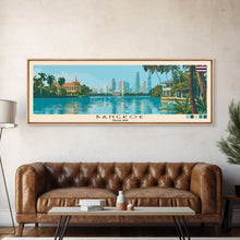 Load image into Gallery viewer, Bangkok, Thailand Panoramic Canvas Print, Bangkok, Thailand Painting, Thailand Art, Bangkok Travel Poster, Travel Art, Living Room Painting