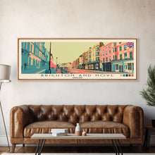 Cargar imagen en el visor de la galería, Brighton and Hove, England Panoramic Canvas Print, Brighton and Hove, England Painting, England Art, Brighton and Hove Travel Poster, Travel Art, Vacation Gift