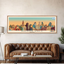 Carregar imagem no visualizador da galeria, Buenos Aires, Argentina Panoramic Canvas Print, Buenos Aires, Argentina Painting, Argentina Art, Buenos Aires Travel Poster, Travel Art, Guest Room Painting