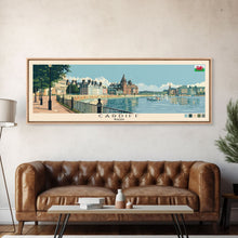Carregar imagem no visualizador da galeria, Cardiff, Wales Panoramic Canvas Print, Cardiff, Wales Painting, Wales Art, Cardiff Travel Poster, Travel Art, Guest Room Painting