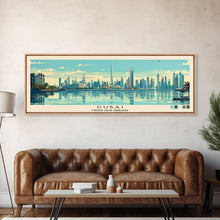Load image into Gallery viewer, Dubai, United Arab Emirates Panoramic Canvas Print, Dubai, United Arab Emirates Painting, United Arab Emirates Art, Dubai Travel Poster, Travel Art, Housewarming Gift