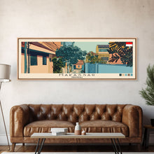 Load image into Gallery viewer, Makassar, Indonesia Panoramic Canvas Print, Makassar, Indonesia Painting, Indonesia Art, Makassar Travel Poster, Travel Art, Guest Room Painting