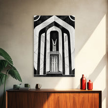 Load image into Gallery viewer, Art Deco Black And White Art Print, Art Deco Architecture, Framed Canvas Print, Ready To Hang Framed Wall Art, Living Room Wall Hanging