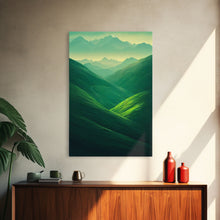 Load image into Gallery viewer, Emerald Green Landscape, Rolling Hills of Ireland, Framed Canvas Print, Ready To Hang Framed Wall Art, Living Room Wall Hanging