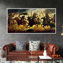 Load image into Gallery viewer, Depiction Of An Ancient Battle, Cool Office Mancave Decor, Wall Decor, Ready To Hang Framed Canvas Print, Oversize Wall Art
