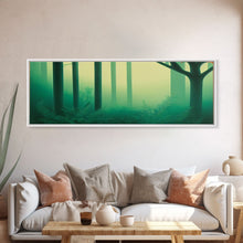 Load image into Gallery viewer, Emerald Green Forest Landscape, Panoramic Art, Framed Canvas, Framed Wall Art, Wall Art With Frame