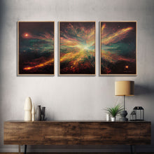 Carregar imagem no visualizador da galeria, Galaxy Full of Stars, Pixel Space Art, Pixel Art, 3 piece wall art, 3 piece canvas, unique colorful living room wall art