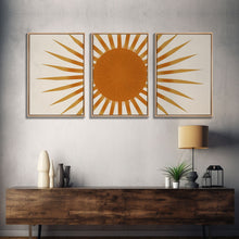 Carregar imagem no visualizador da galeria, Glamorous Sunburst Wall Art, Art Deco, Framed Canvas Print, Starburst Print, Atomic Age Art, Gold Sun Art, Wall Decor, Home Decor