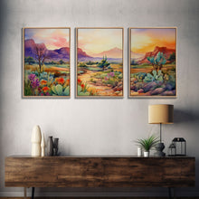 Carregar imagem no visualizador da galeria, Southwestern Desert Landscape 3 Piece Canvas Prints, Painting, Minimalist Art, Decor, Wall Decor, Wallpaper, Digital Prints, Wall Art
