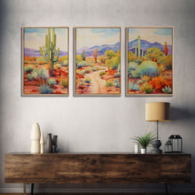 Carregar imagem no visualizador da galeria, Southwestern Desert Landscape 3 Piece Canvas Prints, Painting, Minimalist Art, Decor, Wall Decor, Wallpaper, Midcentury Modern Western Decor