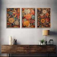 Load image into Gallery viewer, Boho Style Wall Art, Framed Canvas Print 3 Piece Set, Boho Chic, Gifts For Girlfriend, Boho Home Decor, Botanical Floral Art, Botanical Art