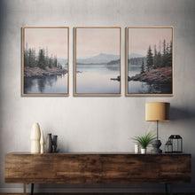 Load image into Gallery viewer, Beautiful Pacific Northwest Landscape, 3 Piece Framed Canvas Print Set, Washington Seattle Landscape Painting, PNW Decor, Oregon Art