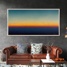 Load image into Gallery viewer, Beautiful Art deco style watercolor sunset, framed canvas print, ready to hang framed wall art