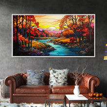 Load image into Gallery viewer, Beautiful Autumn Centerpiece Art, Framed Canvas Print, Stained Glass Style Decor, Fall Decor, Fall Art, Farmhouse Decor, Fall Home Decor