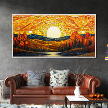 Carregar imagem no visualizador da galeria, Abstract Nature Fall Wall Art, Fall Home Decor, Autumn Wall Art, Fall Leaves, Farmhouse Fall Decor, Canvas Wall Art, Panoramic Art