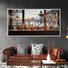 Load image into Gallery viewer, Bar Wall Decor, Winter Wall Print, Canvas Print, Wall Hanging, Panoramic Art, Home Bar Decor, Newlywed Gift, Tiny House Decor, Room Decor