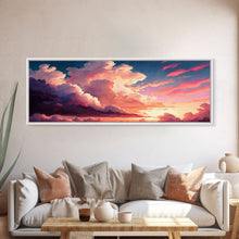 Load image into Gallery viewer, Beautiful Panoramic Framed Canvas Print of Red and Pink Clouds and Sunset, Framed Wall Art, Wall Decor, Living Room Art