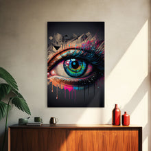 Load image into Gallery viewer, Vibrant Graffiti Style Eye Wall Art Canvas Print - Street Art Inspired Graphic Illustration Artwork